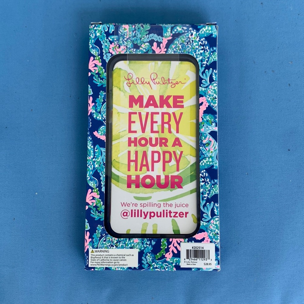Very Cute Lilly Pulitzer X / XS New in box IPhone cover with floating glitter.